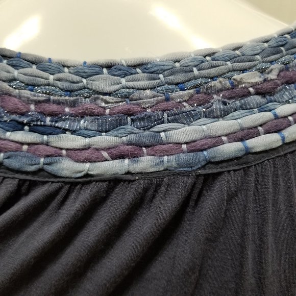 C. Keer top Small Fenestella Tee crochet neck peasant metallic Anthropologie - Picture 8 of 10